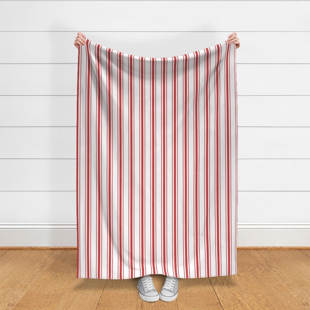 Mattress Ticking Wide Striped Pattern in Red and White Home Styling Collection Home Styling Collection mattress stripes fabric