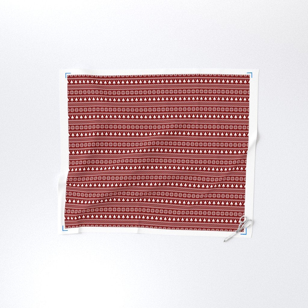 Dark Christmas Candy Apple Red Nordic Trees Stripe in White Home Styling Collection Design Collection nordic pattern fabric