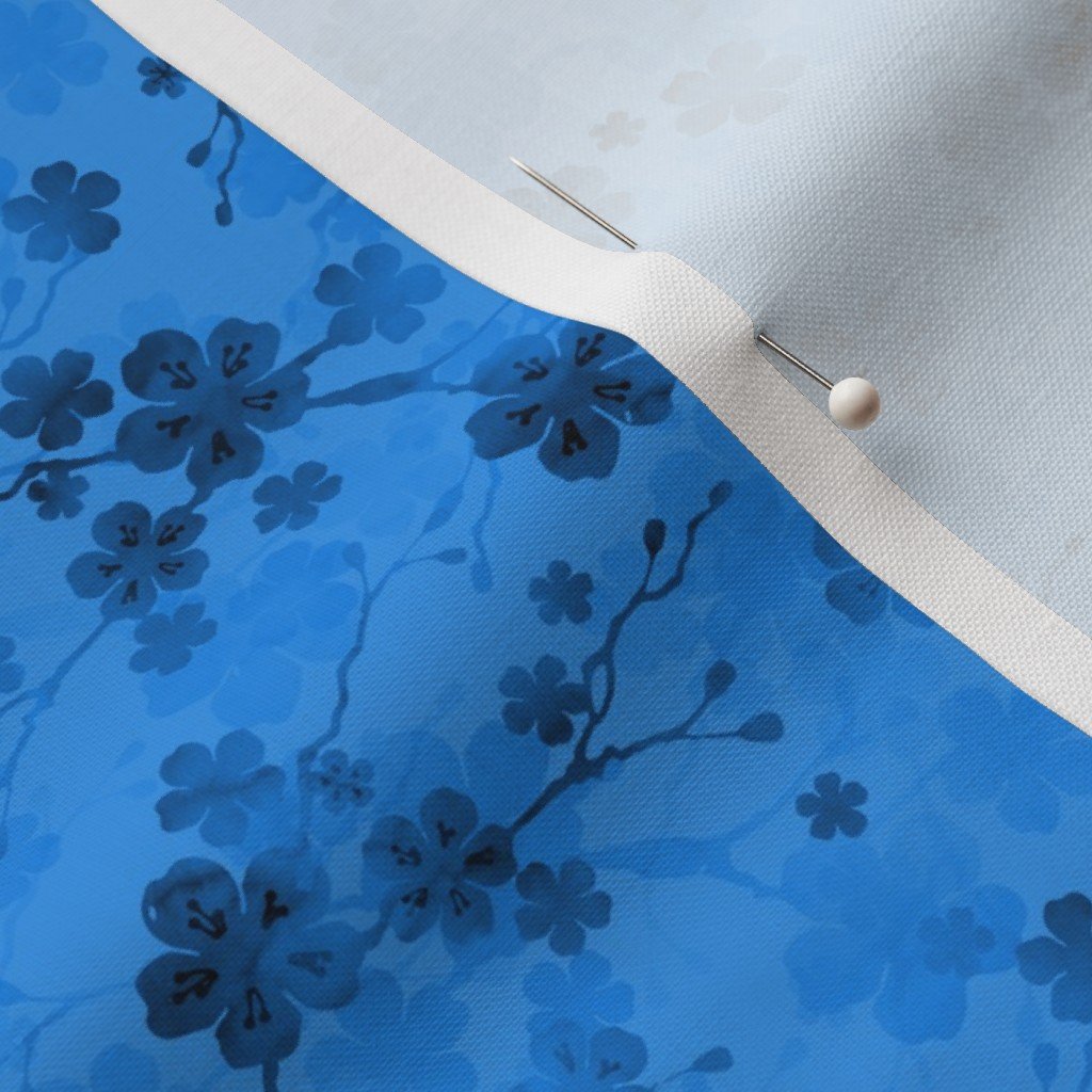 Classic Blue Pastel Watercolor Cherry Blossom Flowers and Vines Home Styling Collection Interior Collection pastel flowers fabric