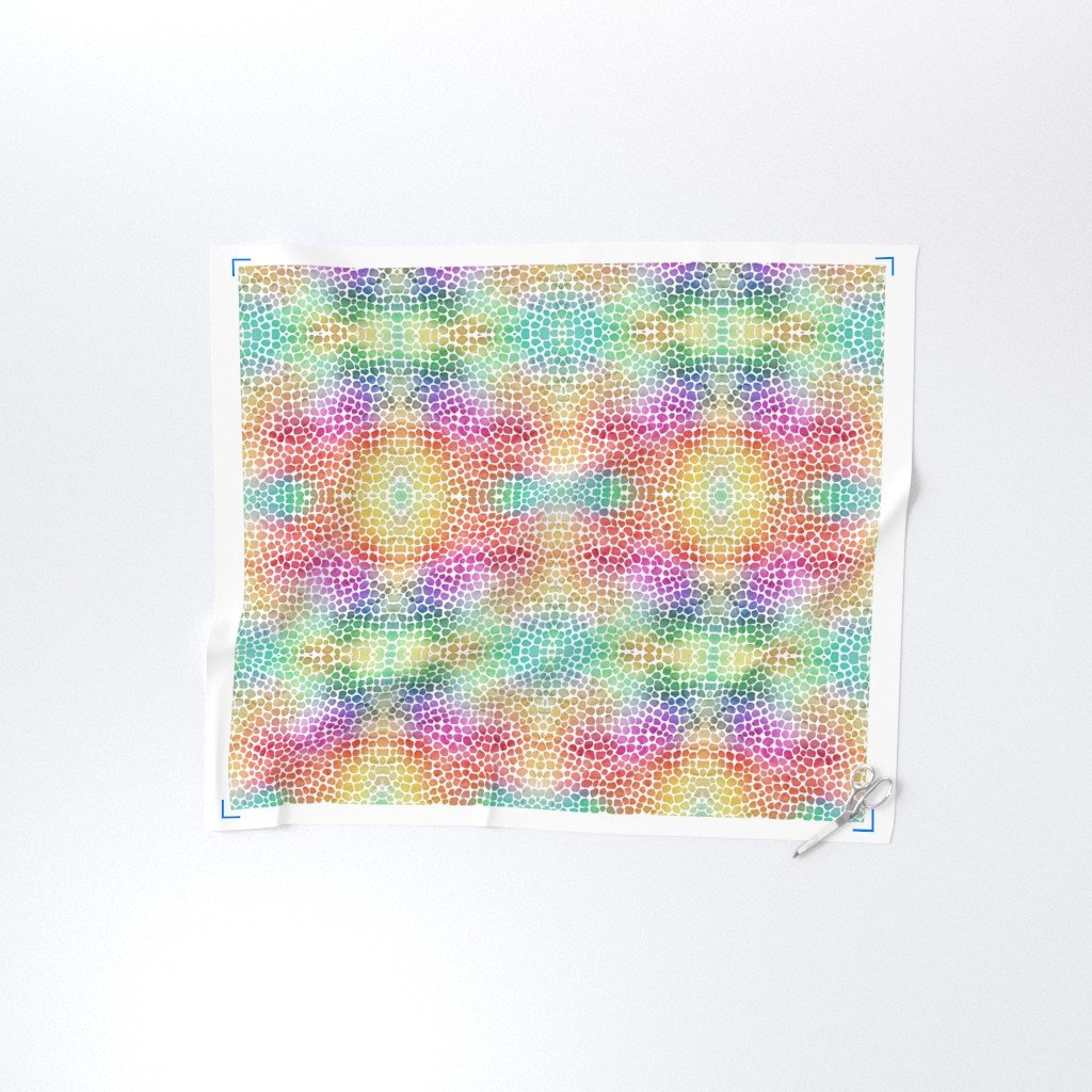 Rainbow Bright Pastel Mosaic Watercolor Spots in Mirror Repeat Decor Collection Home Styling Collection multicolor rainbow fabric