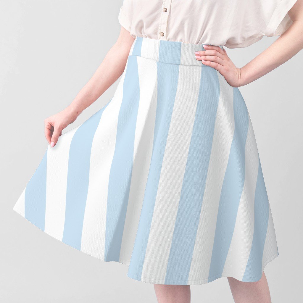 Merry Bright Pastel Blue and White Vertical 3 inch Big Top Circus Stripe Design Collection Decor Collection blue stripes fabric