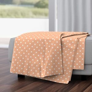 One Inch Polka Dot Spots in Peach Fuzz Color of the Year 2024 and White Home Decor Collection Home Decor Collection peach spotted peach throw blanket design