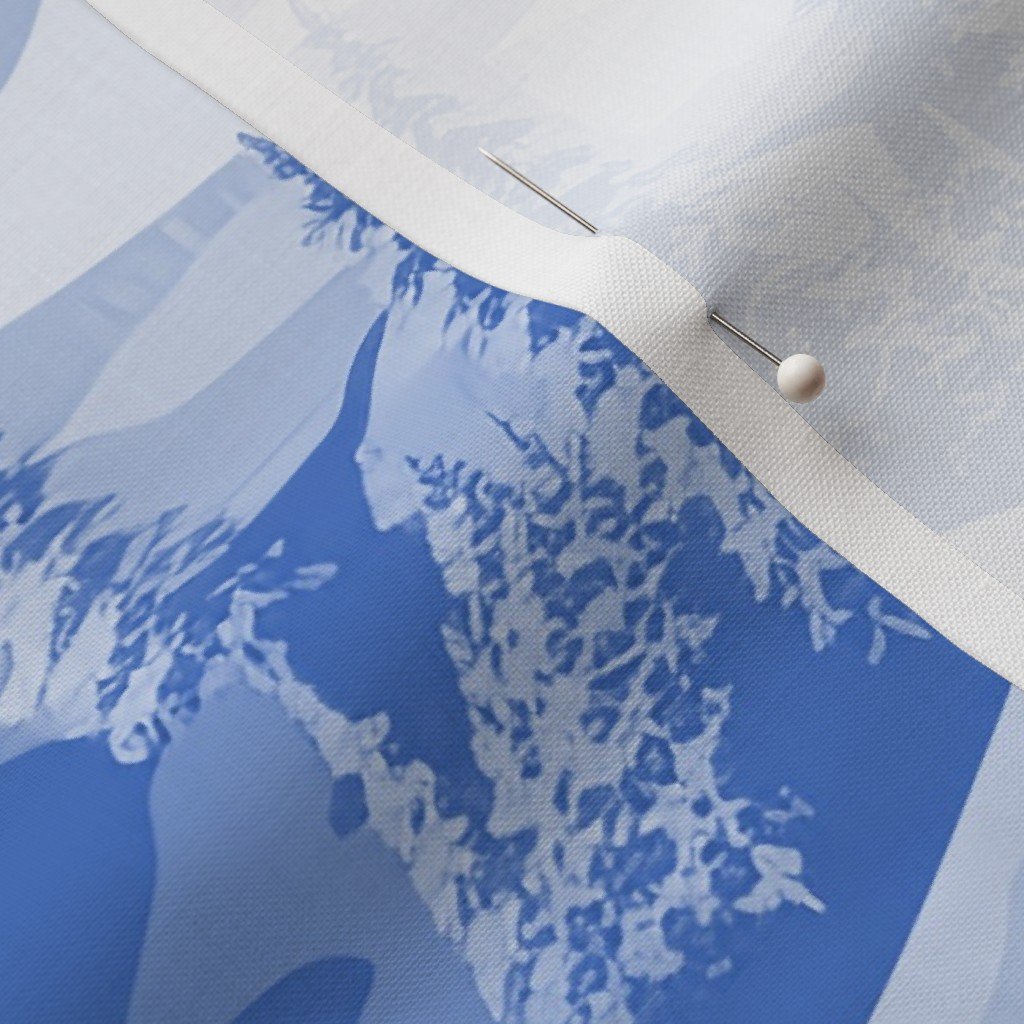 Small Montana Winter Cabins Montana with Evergreens in Mid China Blue Interior Collection Decor Collection montana evergreens fabric