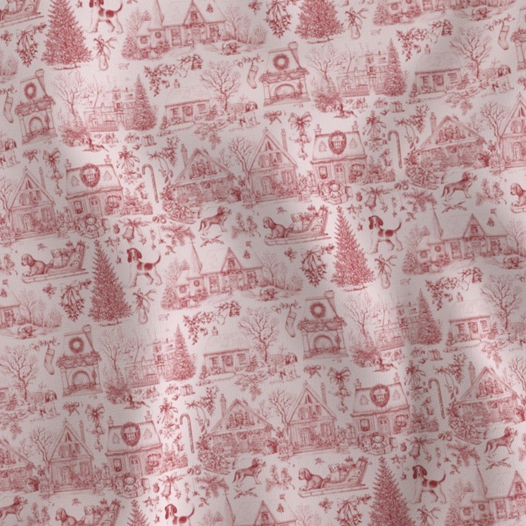 Christmas Dogs Toile Christmas Red Home Decor Collection Decor Collection christmas tree fabric