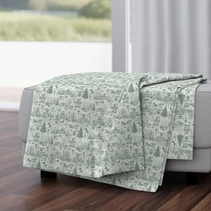 Christmas Dogs Toile Forest Green Decor Collection Design Collection dog pattern throw blanket design