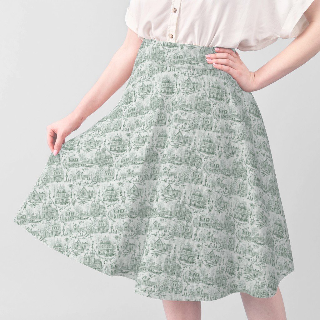 Victorian Christmas Village Toile Forest Green Home Styling Collection Home Decor Collection forest green fabric