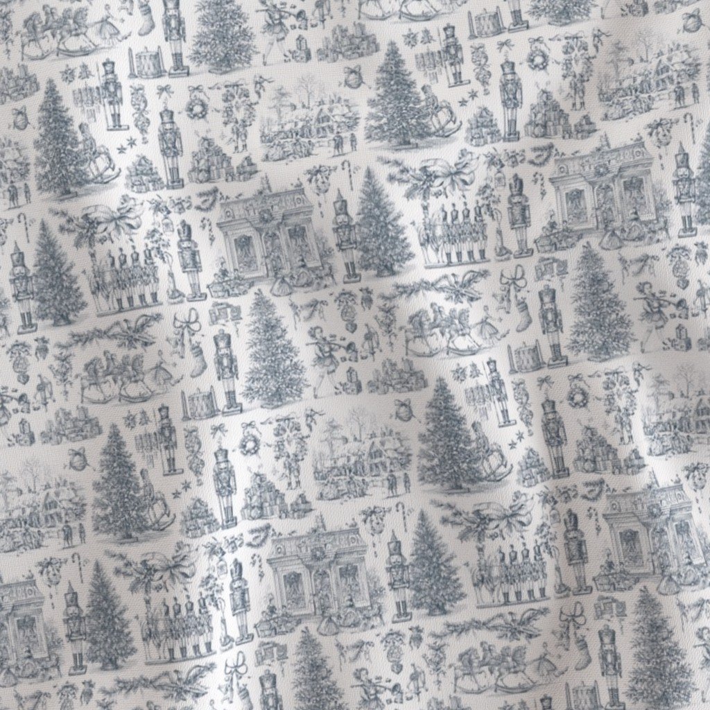Christmas Nutcracker Toile Midnight Navy Design Collection Home Styling Collection christmas tree fabric