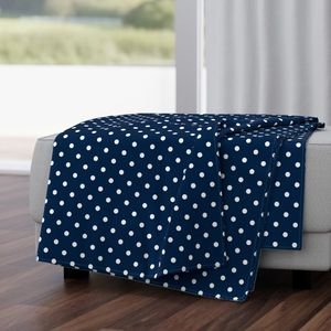 White Polkadots on Sailor Blue Design Collection Home Decor Collection navy blue throw blanket design