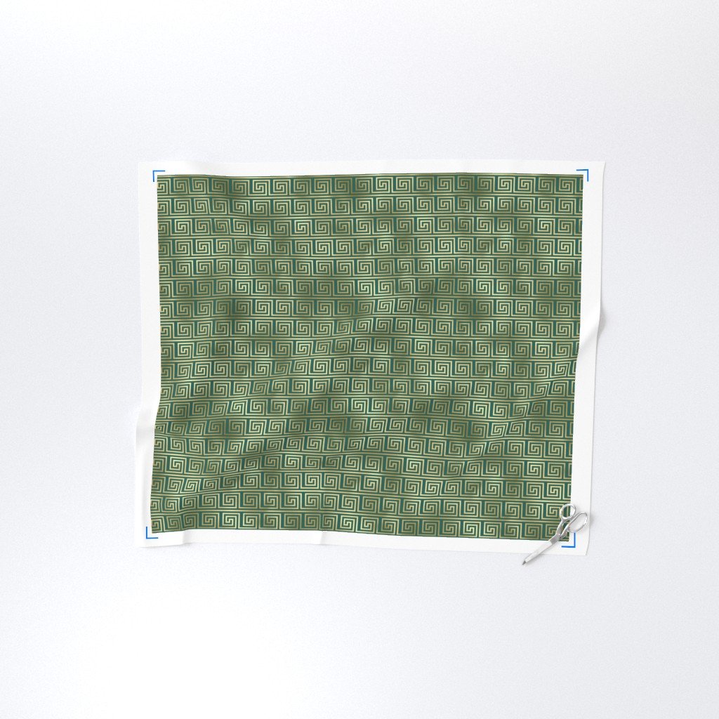 Teal and Faux Gold Foil Vintage Art Deco Greek Key Pattern Interior Collection Interior Collection greek key fabric
