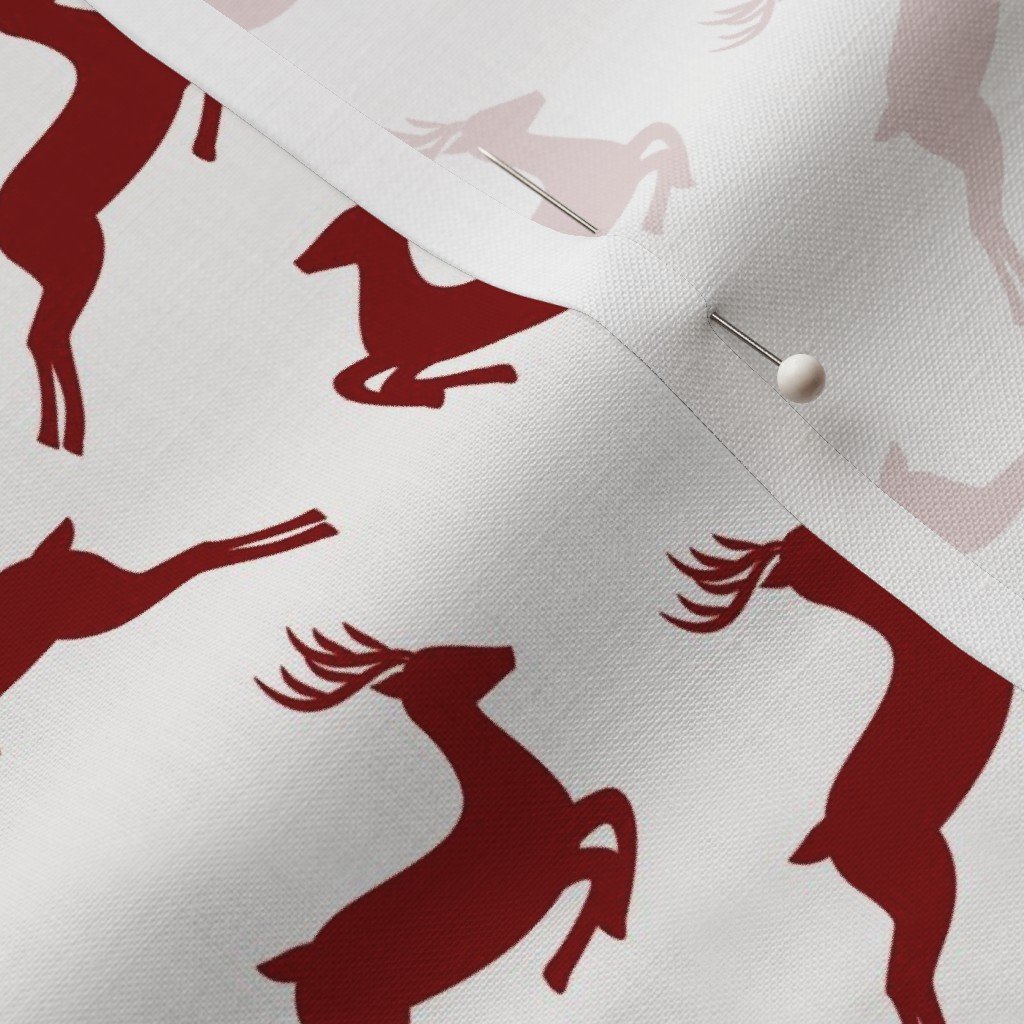 Large Dark Christmas Candy Apple Red Leaping Reindeer on White Interior Collection Decor Collection red reindeer fabric