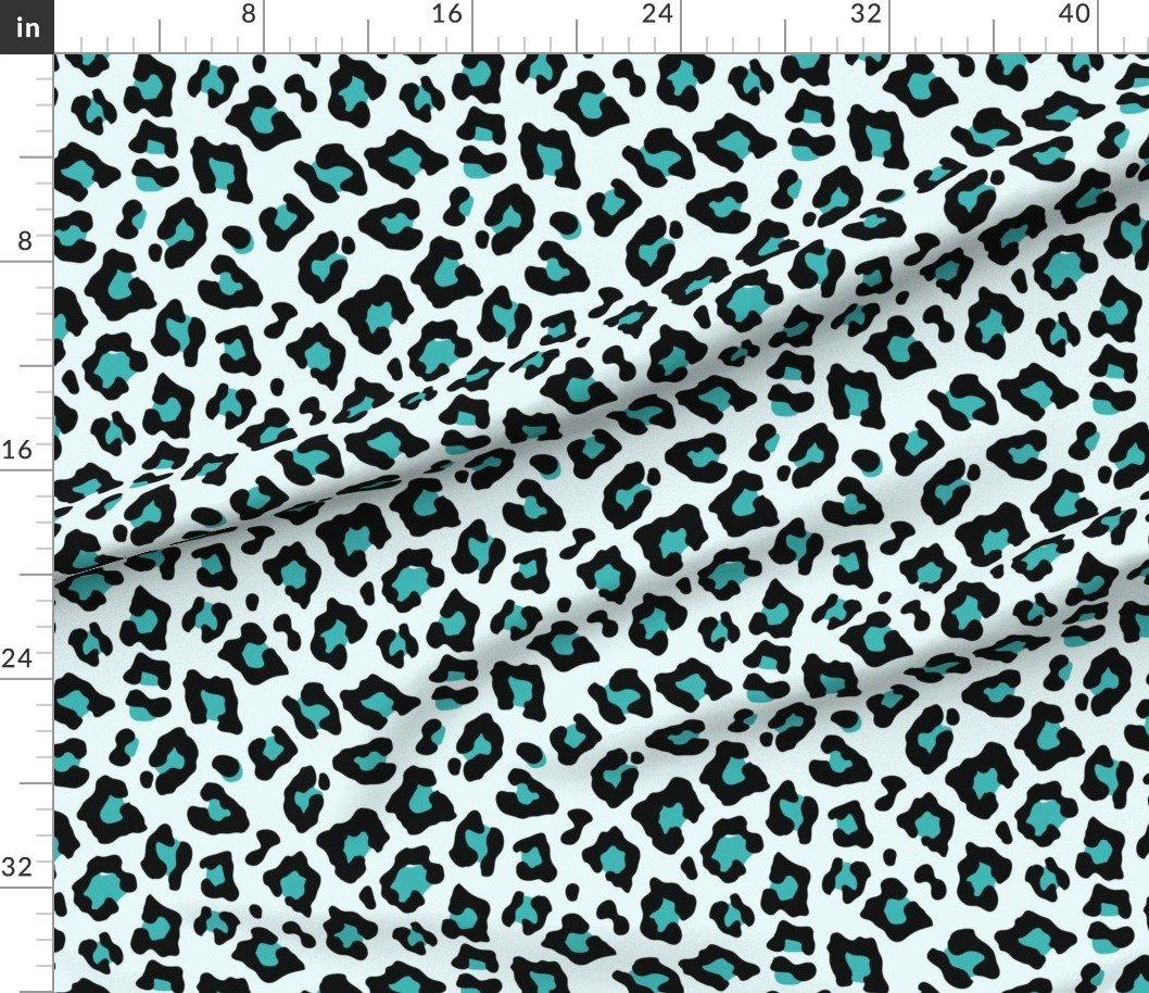 Jumbo Leopard Spots Animal Repeat Pattern Print in Turquoise Blue and Black Decor Collection Home Styling Collection leopard animal fabric