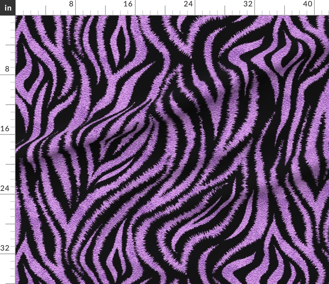 Textured Animal Striped Tiger Fur in Bold Purple Lavender and Black Design Collection Home Decor Collection purple lavender blac fabric