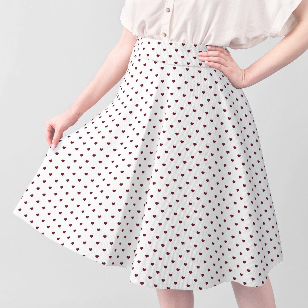 Mini Wine Color Valentines Polkadot Love Hearts on White Background Home Decor Collection Interior Collection wine white fabric