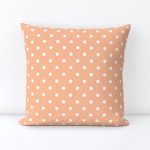 One Inch Polka Dot Spots in Peach Fuzz Color of the Year 2024 and White Home Decor Collection Home Decor Collection polka dots throw pillow design