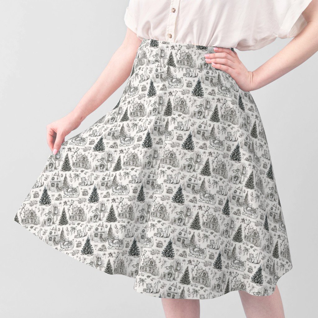 Christmas Cats Toile Black and White Home Styling Collection Home Styling Collection christmas tree fabric