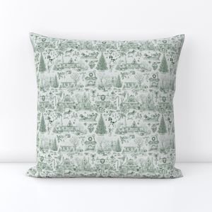 Christmas Dogs Toile Forest Green Decor Collection Design Collection forest green throw pillow design