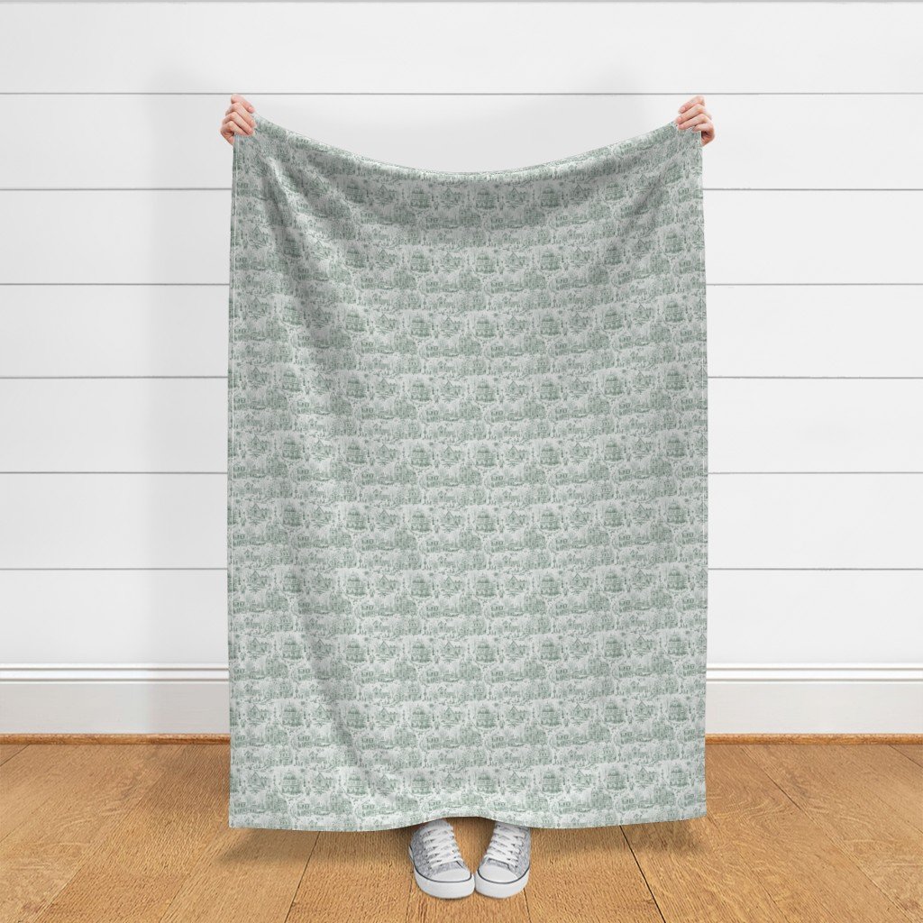 Victorian Christmas Village Toile Forest Green Home Styling Collection Home Decor Collection green toile fabric