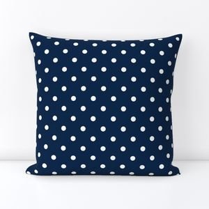 White Polkadots on Sailor Blue Design Collection Home Decor Collection polka dots throw pillow design