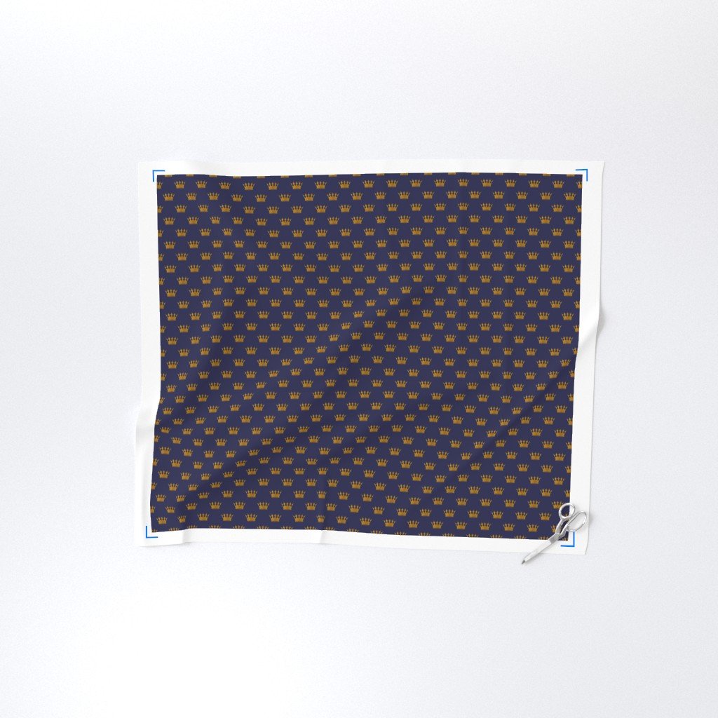 Mini Gold Crowns on Royal Blue Design Collection Interior Collection gold crowns fabric