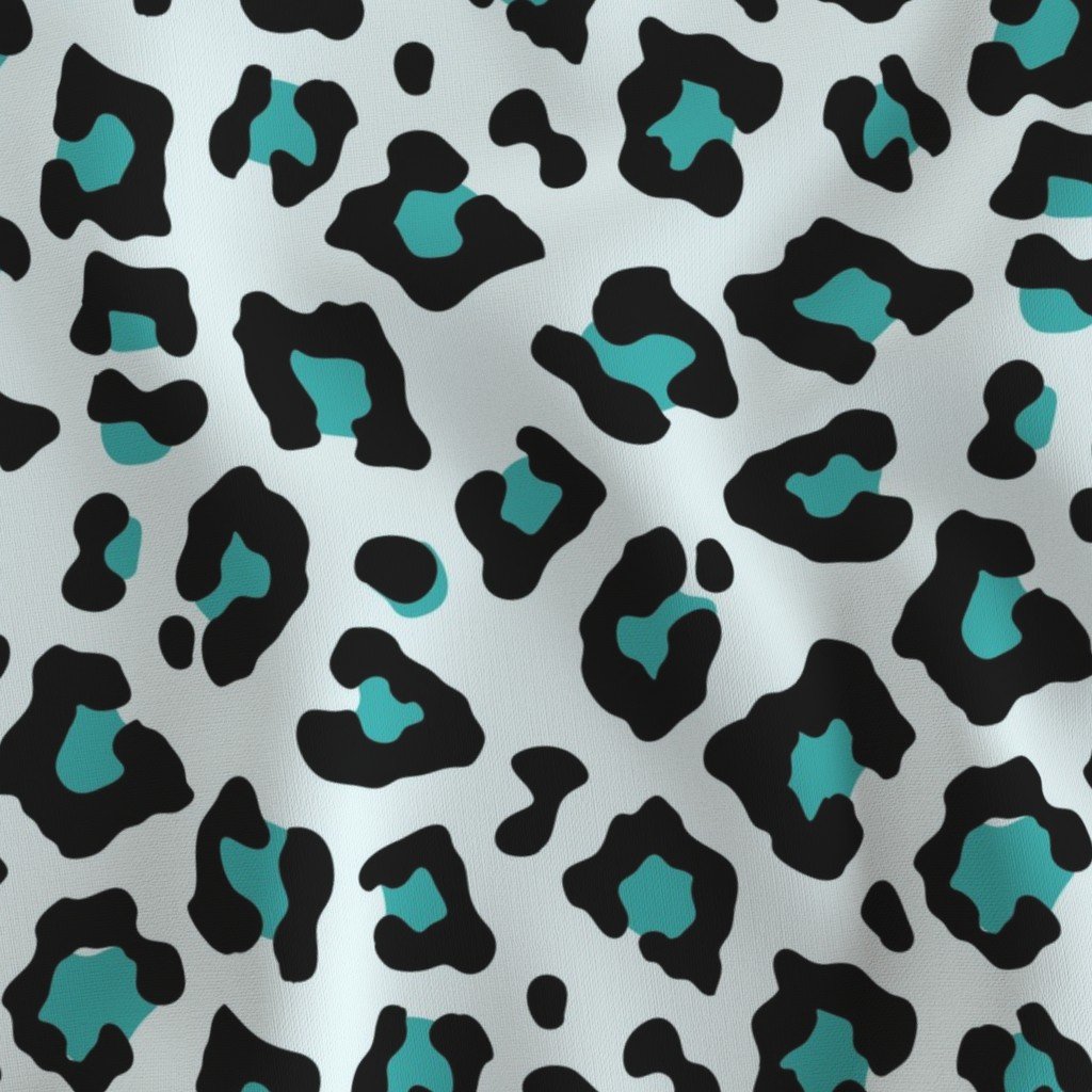 Jumbo Leopard Spots Animal Repeat Pattern Print in Turquoise Blue and Black Decor Collection Home Styling Collection leopard pattern fabric