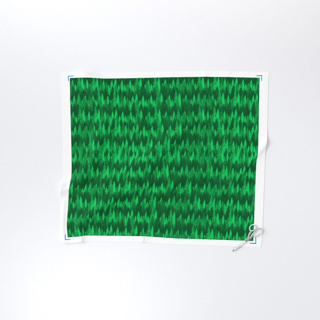 Endless Evergreen Forest with Fir Trees in Shades of Bright Green Home Styling Collection Home Decor Collection evergreen forest fabric