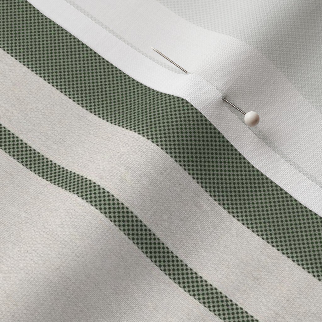 Leaf Green Antique Vintage Mattress Ticking Stripe on Cream Decor Collection Home Decor Collection green stripes fabric
