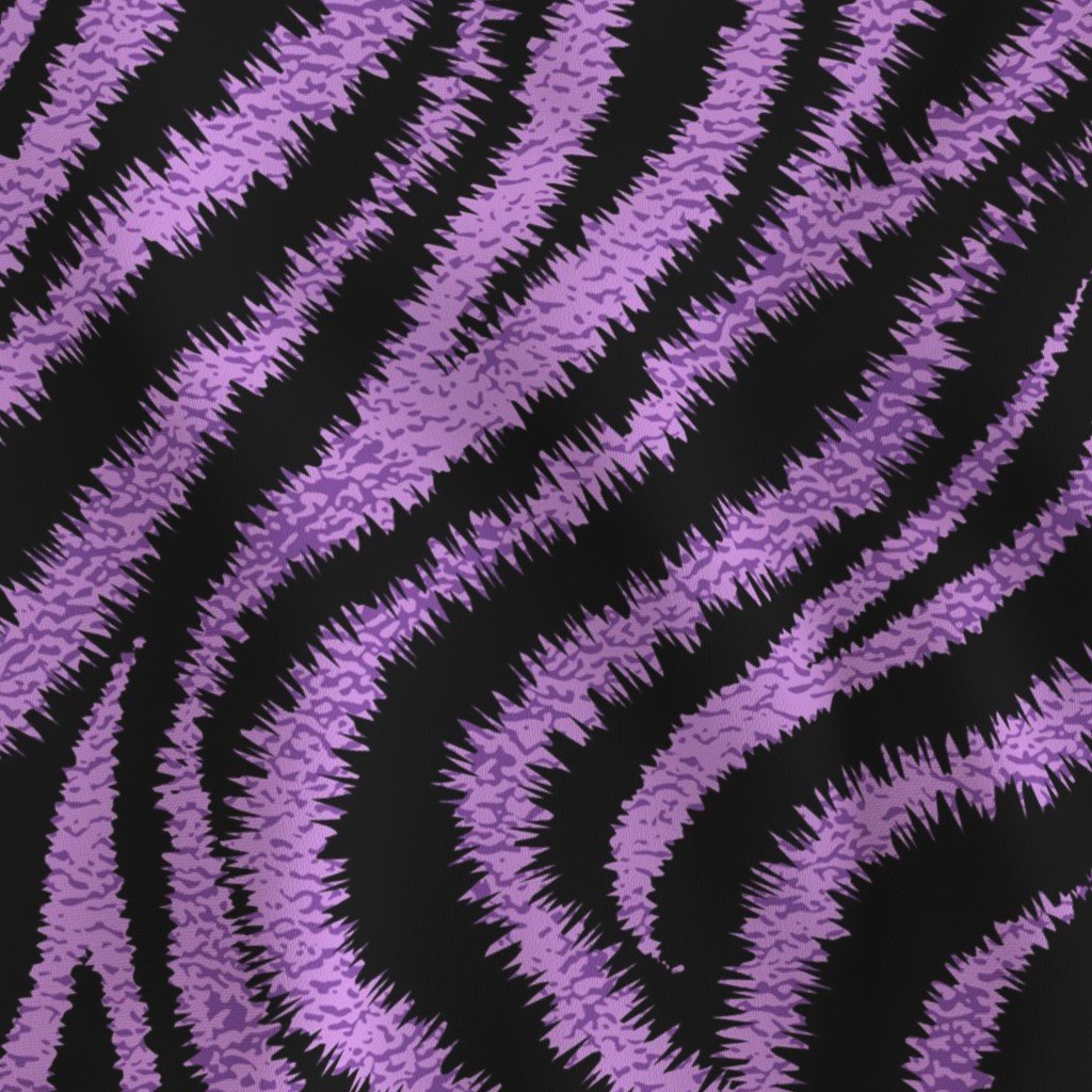Textured Animal Striped Tiger Fur in Bold Purple Lavender and Black Design Collection Home Decor Collection striped fur fabric