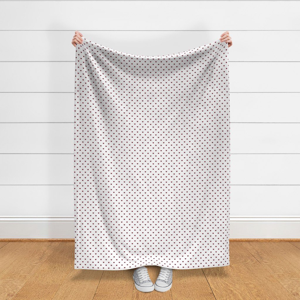 Mini Wine Color Valentines Polkadot Love Hearts on White Background Home Decor Collection Interior Collection hearts fabric