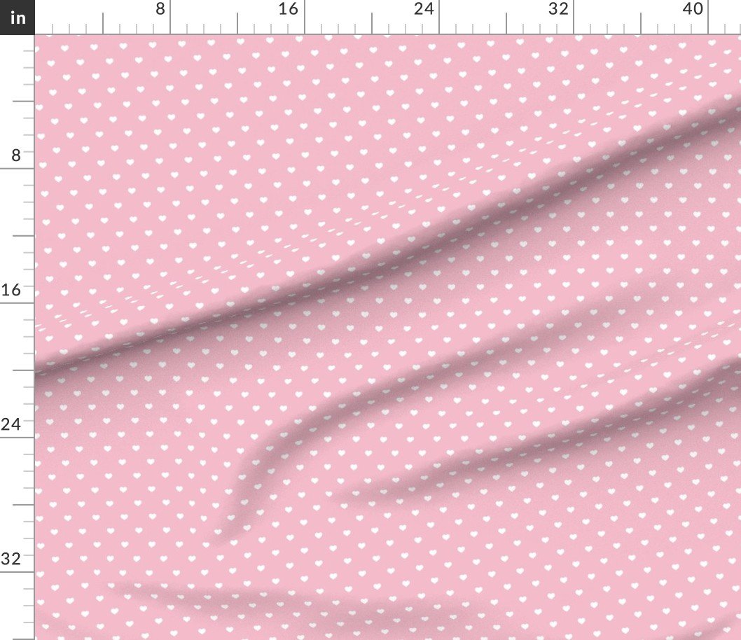 Mini White Valentines Polkadot Love Hearts on Cotton Candy Background Home Styling Collection Design Collection white heart fabric