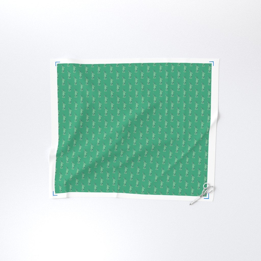 Mini Lady Liberty Statues Repeat in Beguiling Green Decor Collection Home Styling Collection solid green fabric