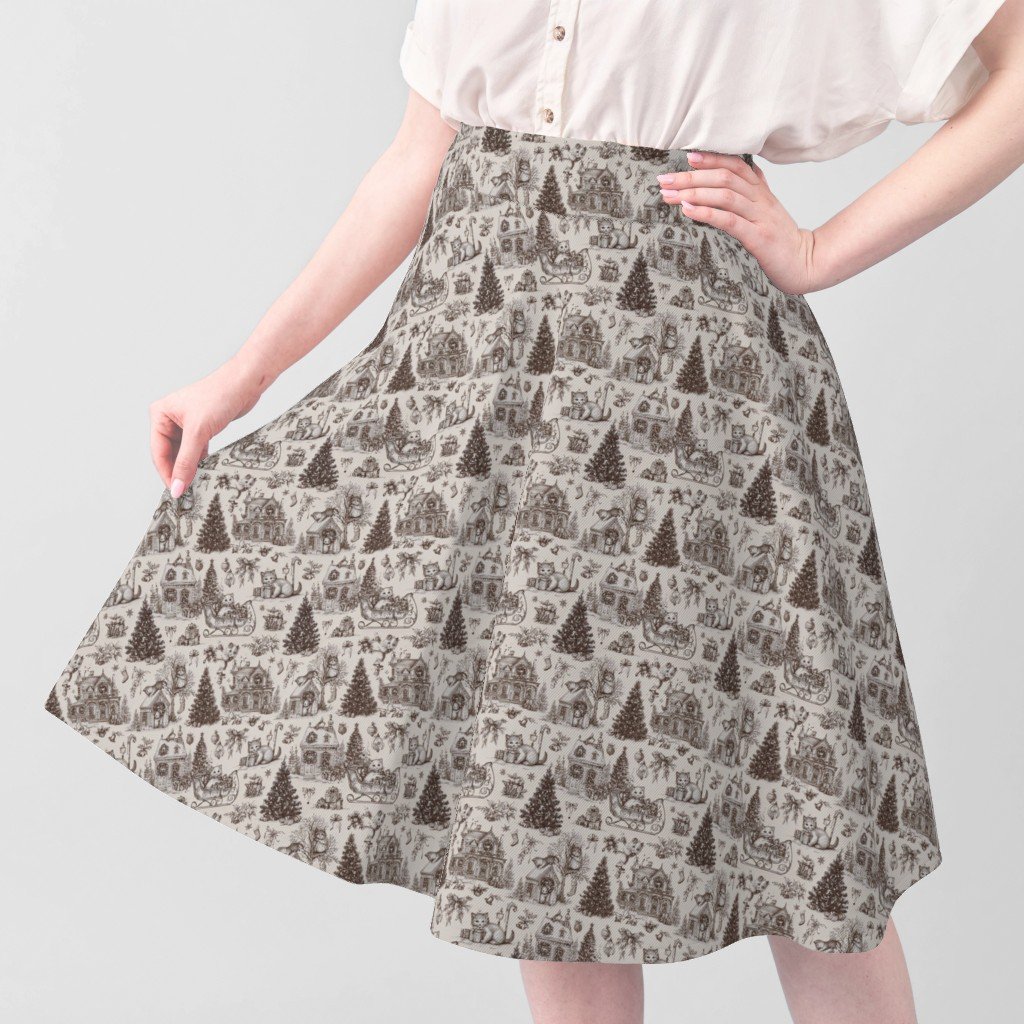 Christmas Cats Toile Chocolate Brown Home Styling Collection Decor Collection christmas tree fabric