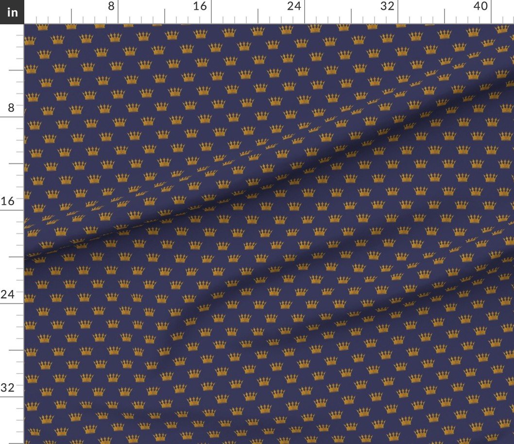 Mini Gold Crowns on Royal Blue Design Collection Interior Collection gold foil fabric