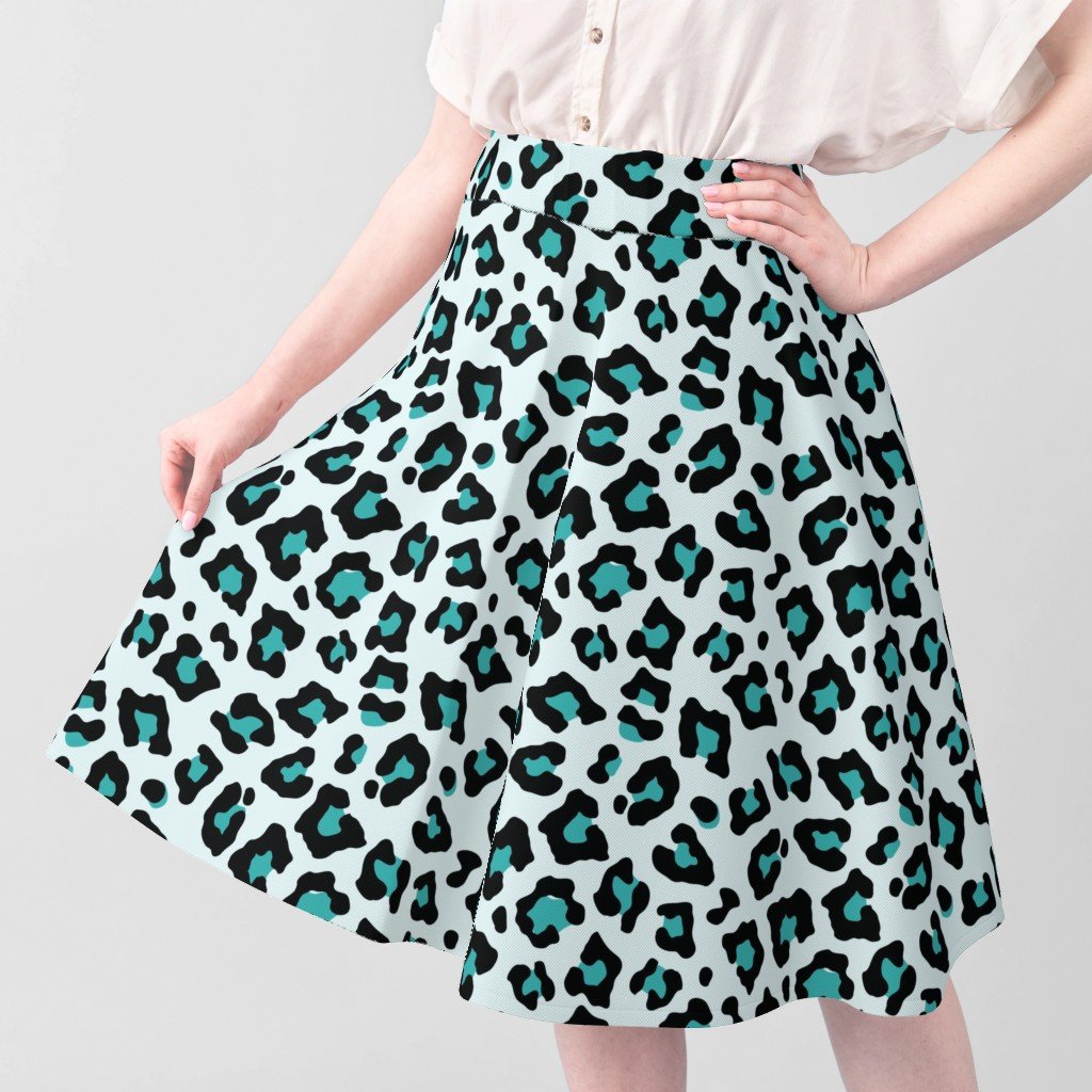 Jumbo Leopard Spots Animal Repeat Pattern Print in Turquoise Blue and Black Decor Collection Home Styling Collection leopard print fabric