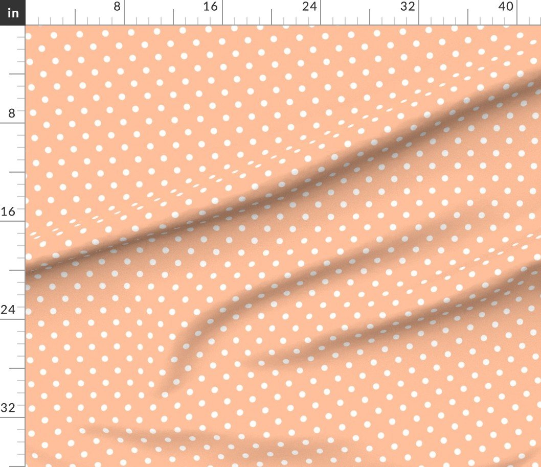 One Inch Polka Dot Spots in Peach Fuzz Color of the Year 2024 and White Home Decor Collection Home Decor Collection peach spotted peach fabric
