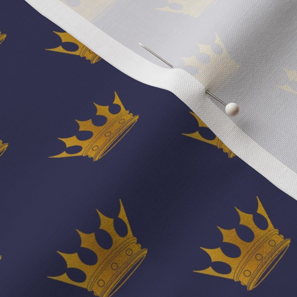 Mini Gold Crowns on Royal Blue Design Collection Interior Collection royal blue fabric