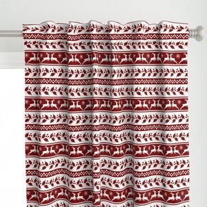 Large Dark Christmas Candy Apple Red Nordic Reindeer Stripe in White Design Collection Home Styling Collection nordic pattern curtain design