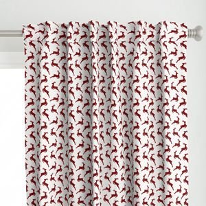 Large Dark Christmas Candy Apple Red Leaping Reindeer on White Interior Collection Decor Collection leaping deer curtain design