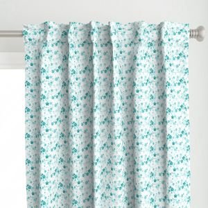 Bright Aqua Blue Pastel Watercolor Cherry Blossom Flowers and Vines Home Styling Collection Interior Collection flowers vines curtain design