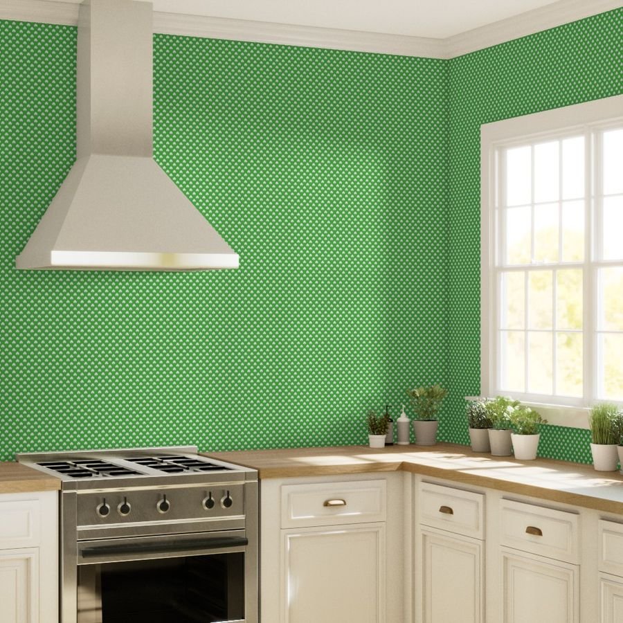 White Heart-Shaped Clover on Green St. Patricks Day Wallpaper luck of the irish wallpaper