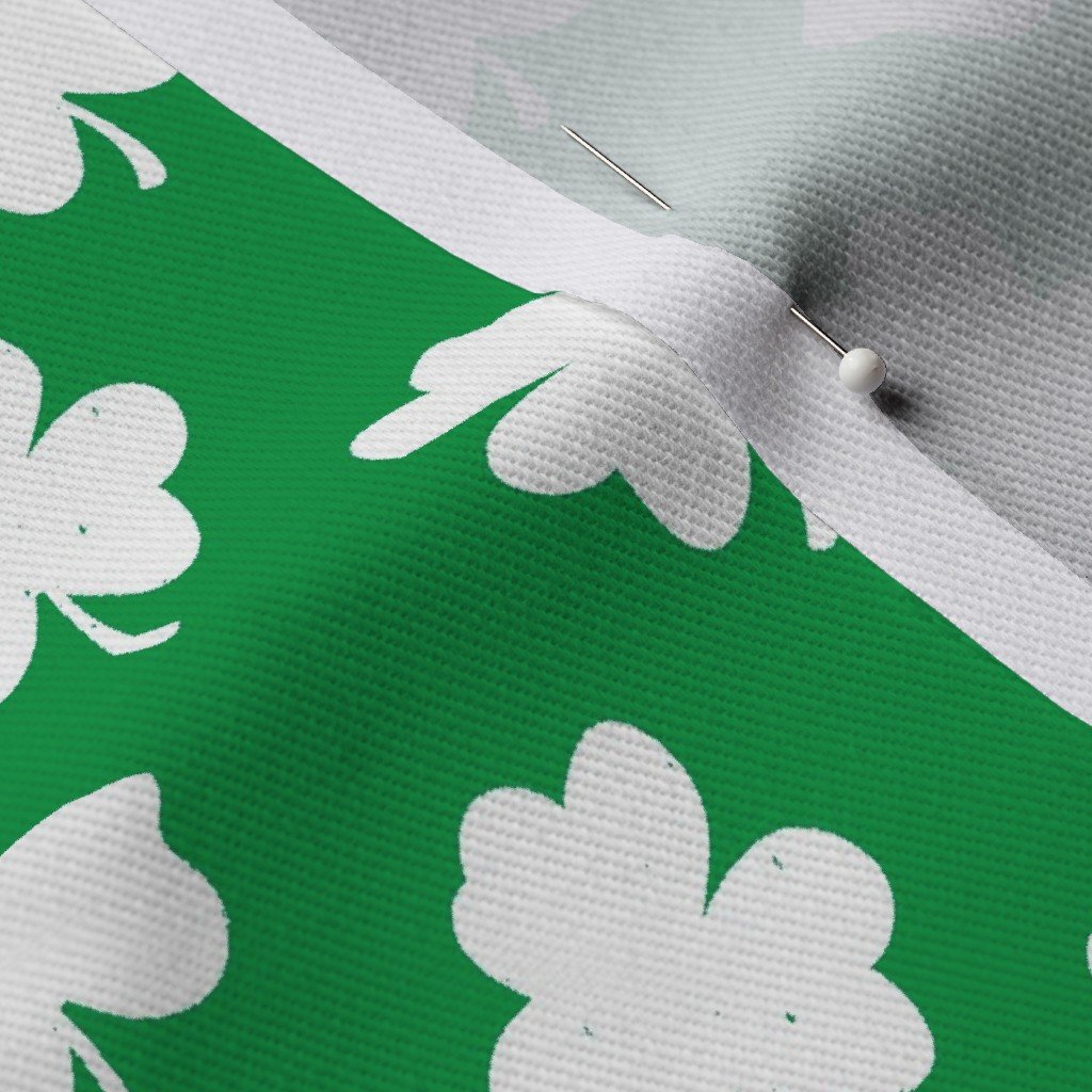 White Heart-Shaped Clover on Green St. Patricks Day Fabric heart shaped fabric