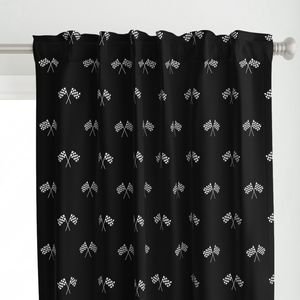 Small Black and White Classic Chequered Flags on Black Design Collection Design Collection chequered flag curtain design