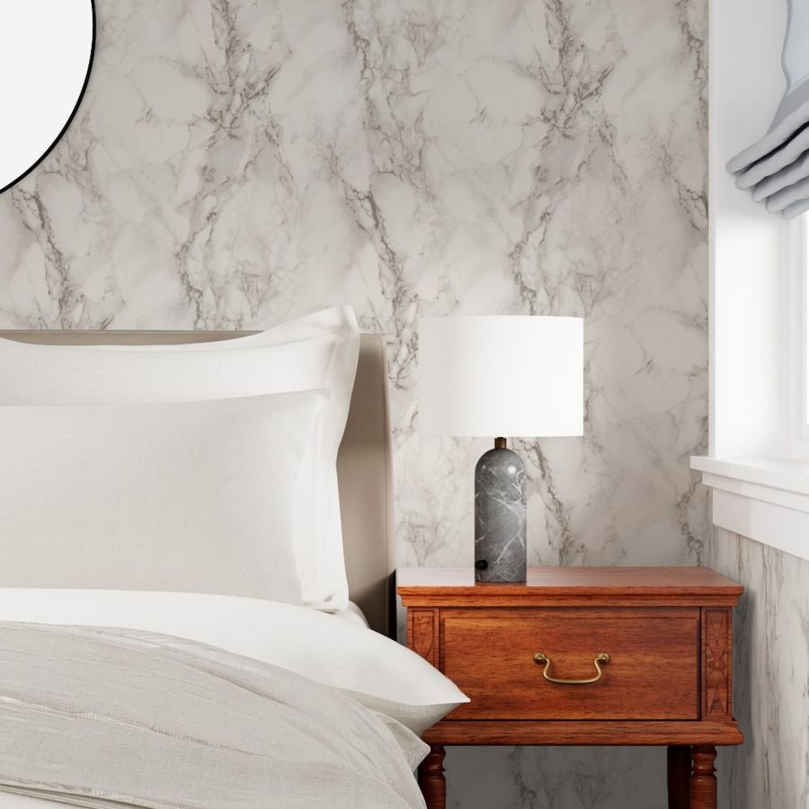 Classic Beige and White Marble Natural Stone Veining Quartz Wallpaper white marble wallpaper