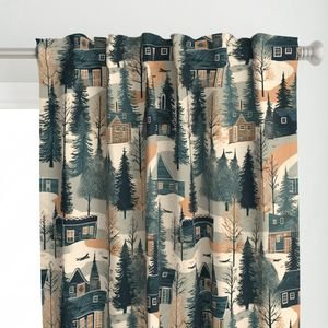 Montana Winter Cabins Montana with Evergreens Home Decor Collection Decor Collection montana trees curtain design