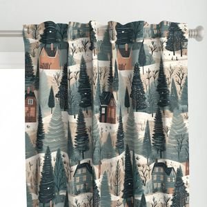 Montana Winter Cabins Montana with Evergreens Home Styling Collection Home Decor Collection montana trees curtain design