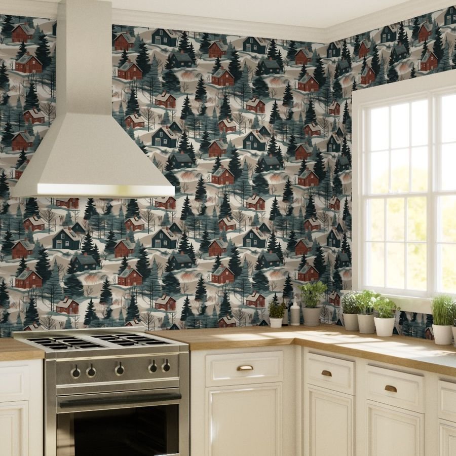 Montana Winter Cabins Montana with Evergreens Wallpaper montana trees wallpaper