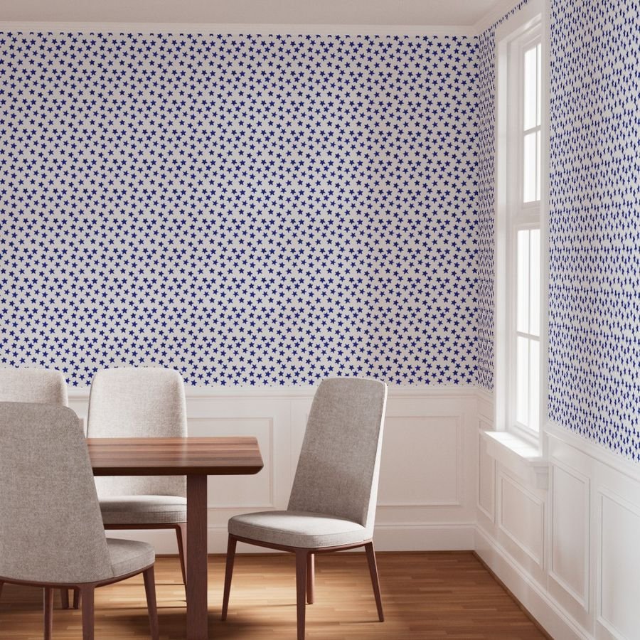 Faded Royal Blue Christmas Stars on White Wallpaper christmas star wallpaper