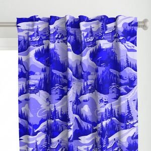 Small Montana Winter Cabins Montana with Evergreens in Royal China Blue Decor Collection Design Collection china glaze curtain design