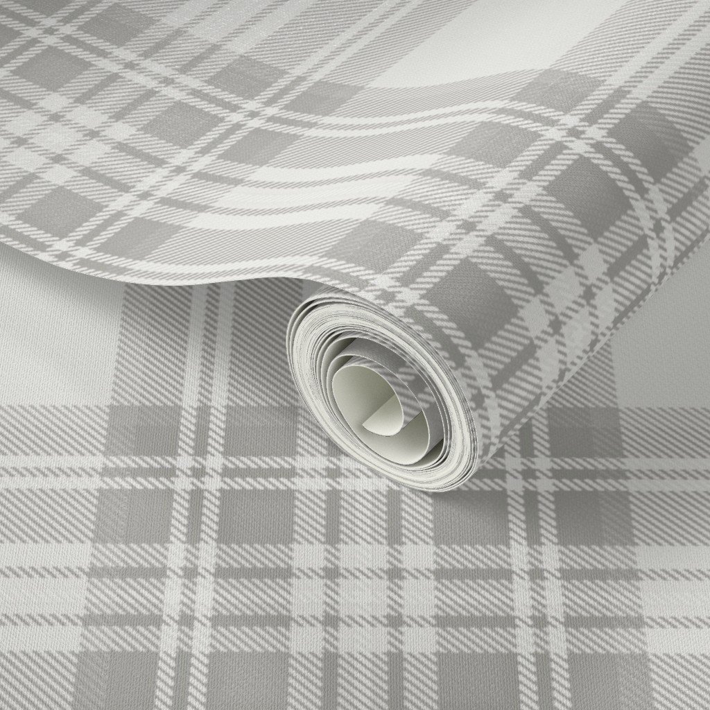 Driftwood Grey Large Traditional Tartan Plaid Pattern Wallpaper classic wallpaper