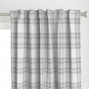 Ash Grey Cool Large Traditional Tartan Plaid Pattern Home Styling Collection Design Collection soft tones curtain design