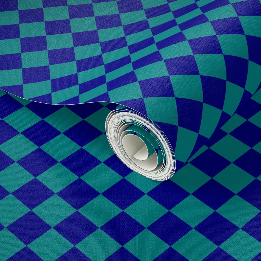Classic Teal and Navy 1 Inch Diagonal Check Wallpaper diagonal check wallpaper